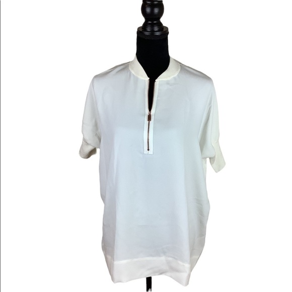 TED BAKER OVERSIZED SILK BLEND OFF WHITE MINIMALIST TOP - Picture 1 of 7